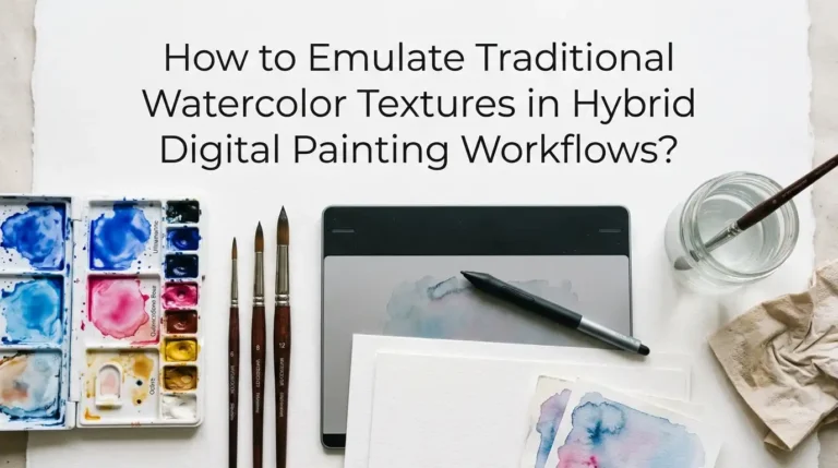 How to Emulate Traditional Watercolor Textures in Hybrid Digital Painting Workflows?